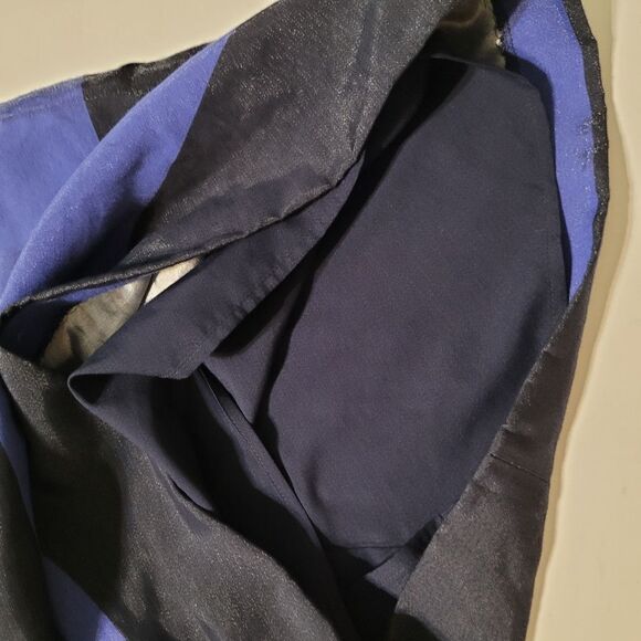 POCKETS SHIMMER BANANA REPUBLIC BLUE BLACK STRIPES CAREER SHEATH DRESS 2 SMALL - Picture 7 of 10